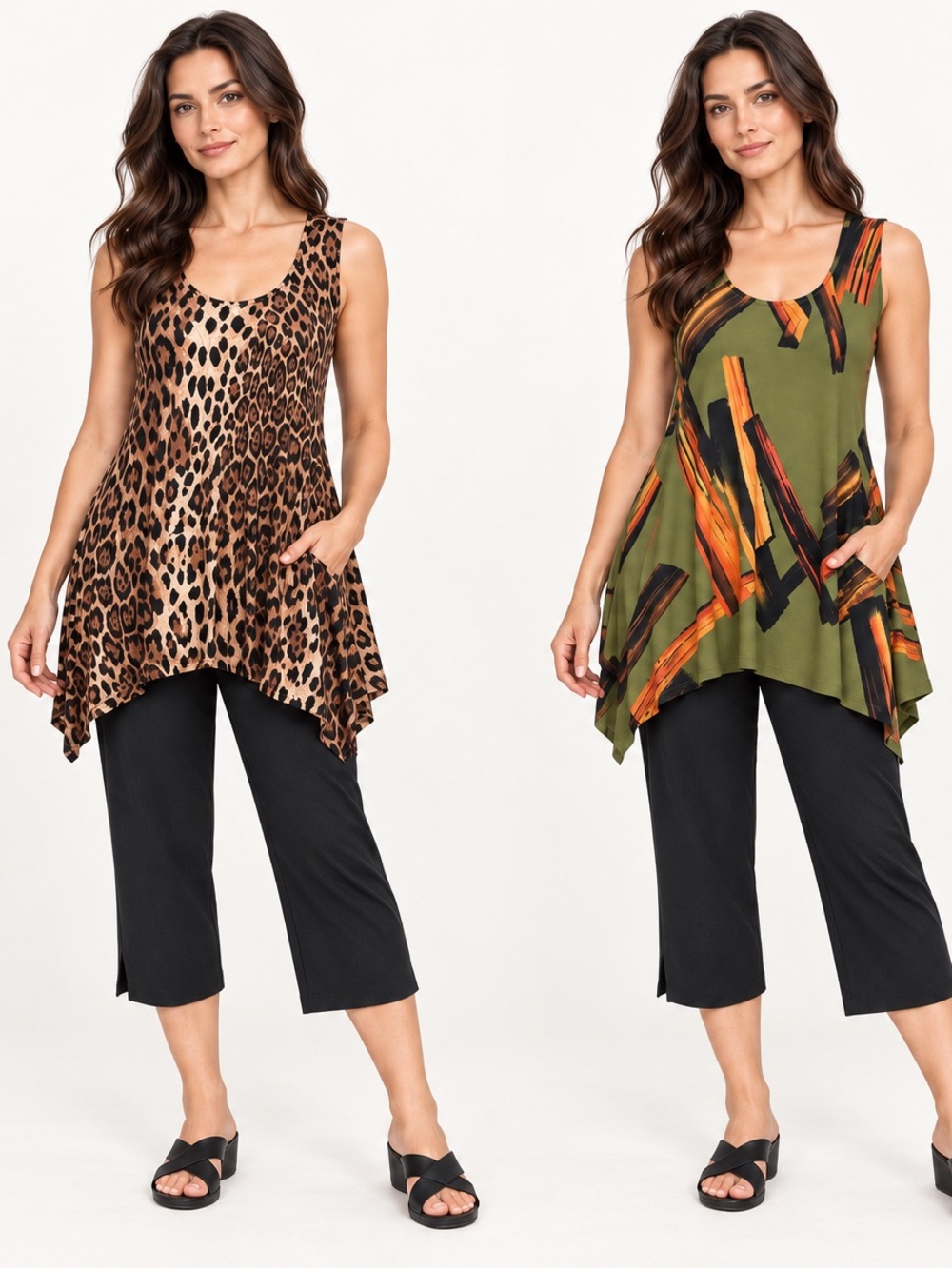 Jostar 3-Piece Outfit Set Size S – 2 Tunic Tops & Black Crop Pants Made in USA